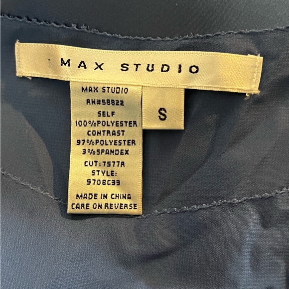 MAX STUDIO Blue Silky Top Sz S - Picture 3 of 3